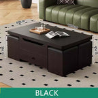 Lift-Top Coffee Table with Storage Drawers - Black