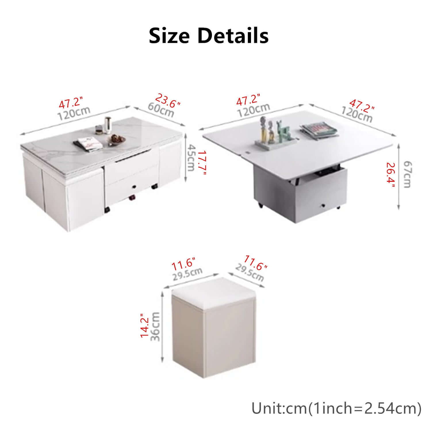 Lift-Top Coffee Table with Storage Drawers - Black