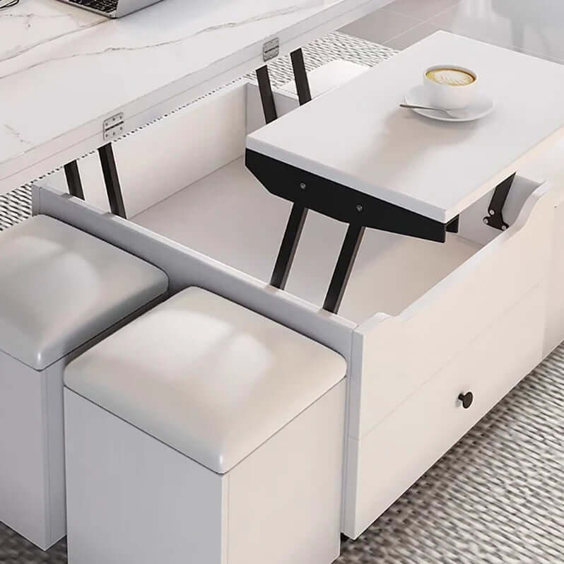Lift-Top Coffee Table with Storage Drawers - Black