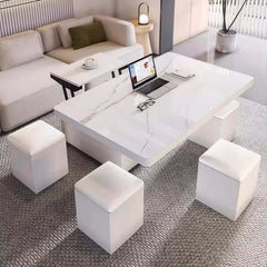 Lift-Top Coffee Table with Storage Drawers - Black