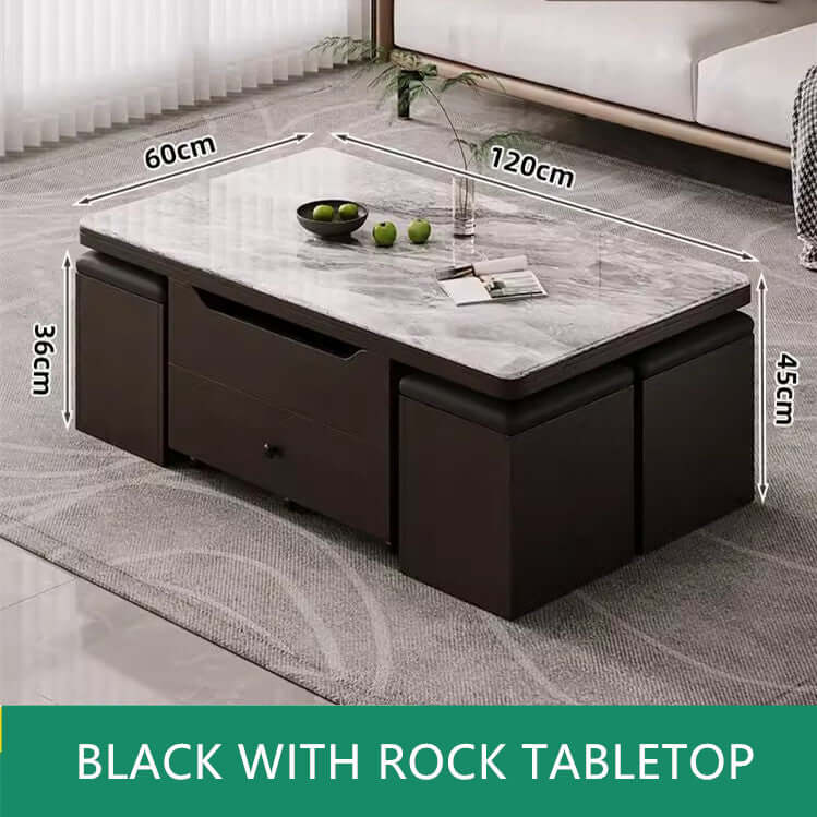 Lift-Top Coffee Table with Storage Drawers - Black
