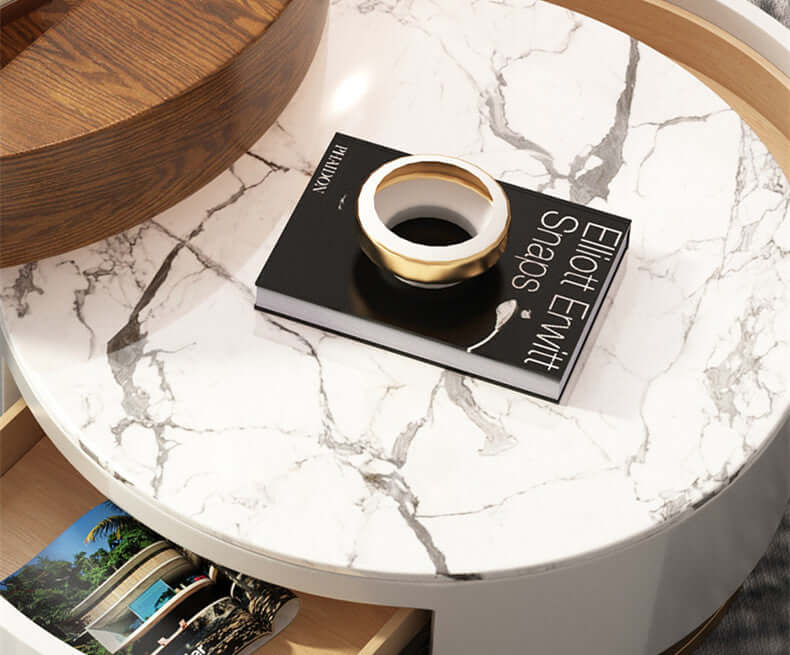 Lift-Top Walnut Coffee Table Set With Hidden Storage