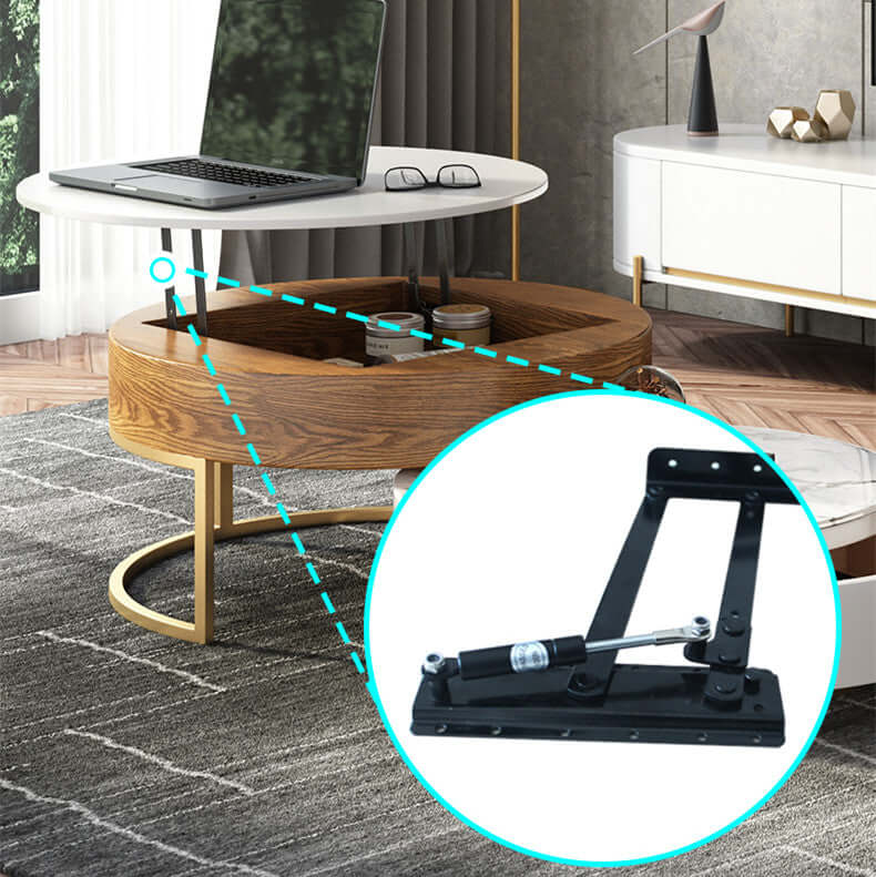 Lift-Top Walnut Coffee Table Set With Hidden Storage