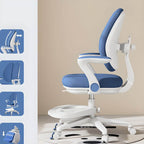 Light Blue Upholstered Metal Chair with Adjustable Height for Kids