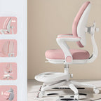 Light Blue Upholstered Metal Chair with Adjustable Height for Kids