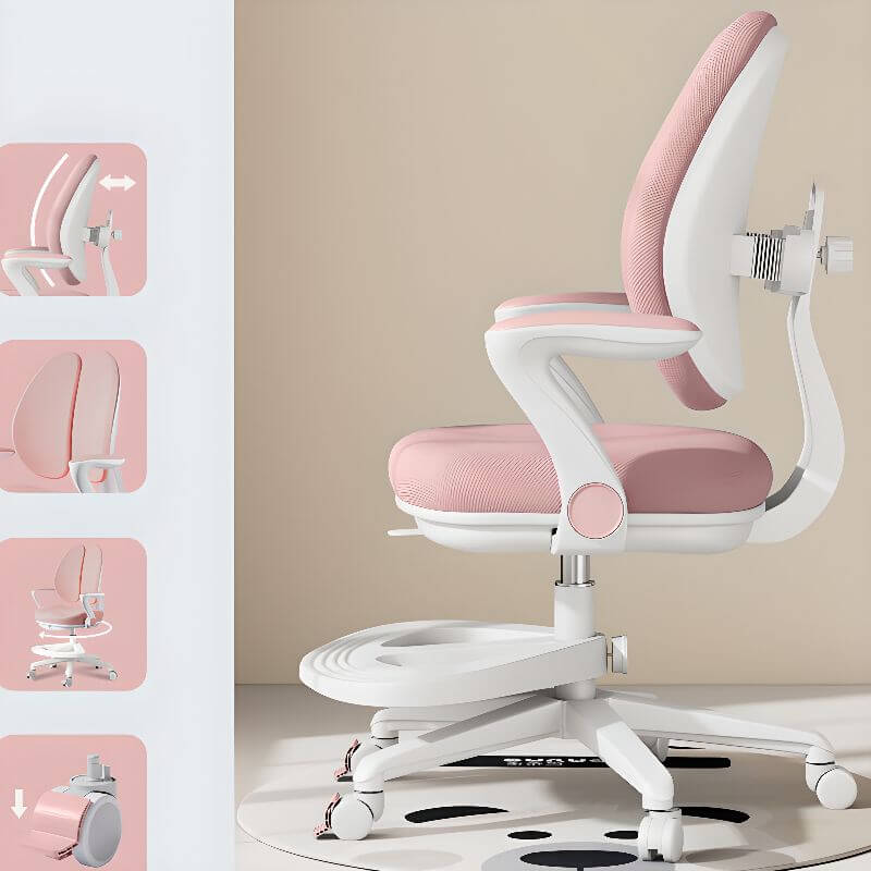 Light Blue Upholstered Metal Chair with Adjustable Height for Kids