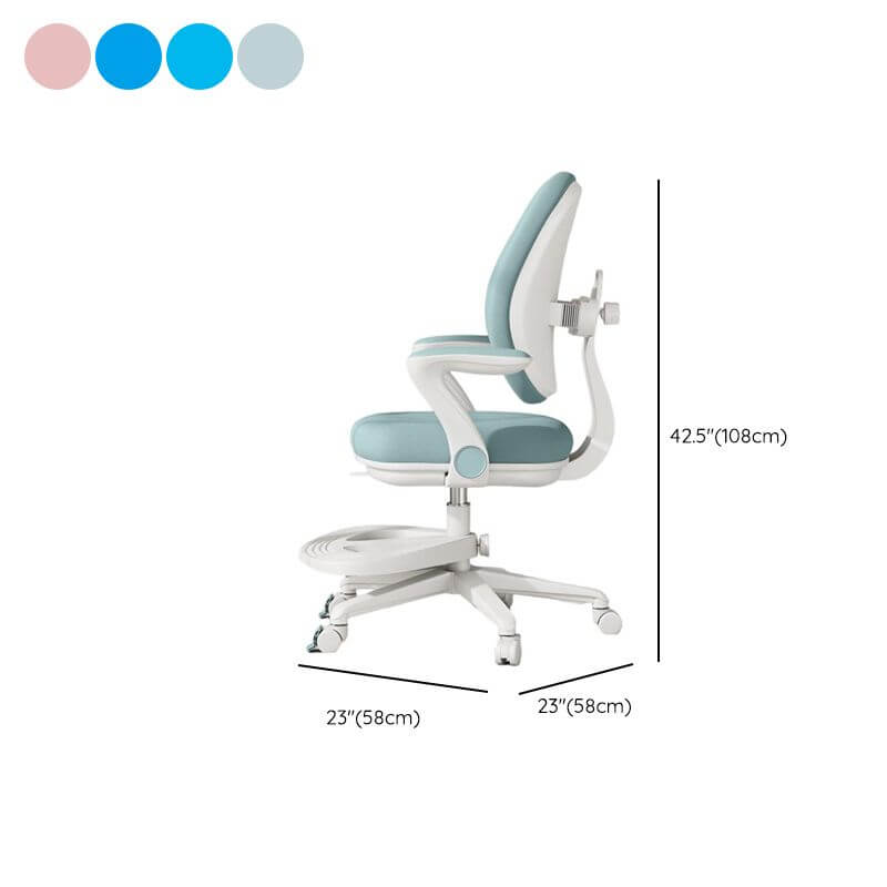 Light Blue Upholstered Metal Chair with Adjustable Height for Kids Dimensions