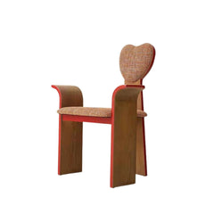 Creative Design Light Brown Fabric Dining Chair with Heart Backrest