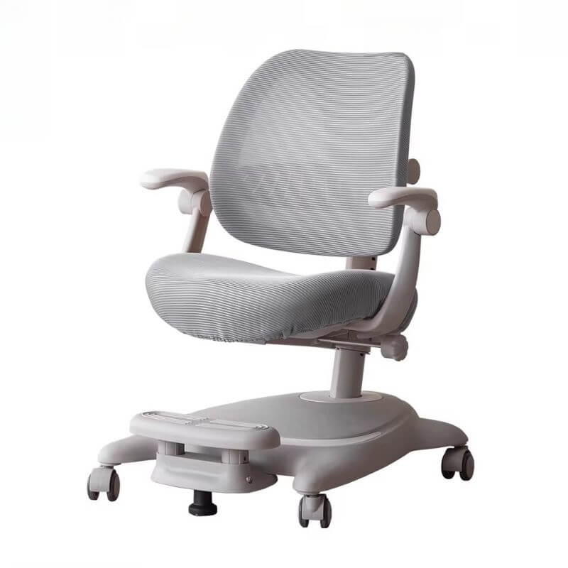 Light Gray Ergonomic Kids Chair with Adjustable Height and Footrest