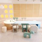 Light Gray Writing Desk with Coordinating Stool for Kids