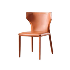 Sophisticated Saddle Leather Chair with Ergonomic C-Shaped Design