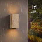 Light Khaki Travertine Outdoor Flush Mount Wall Sconce