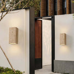 Light Khaki Travertine Outdoor Flush Mount Wall Sconce