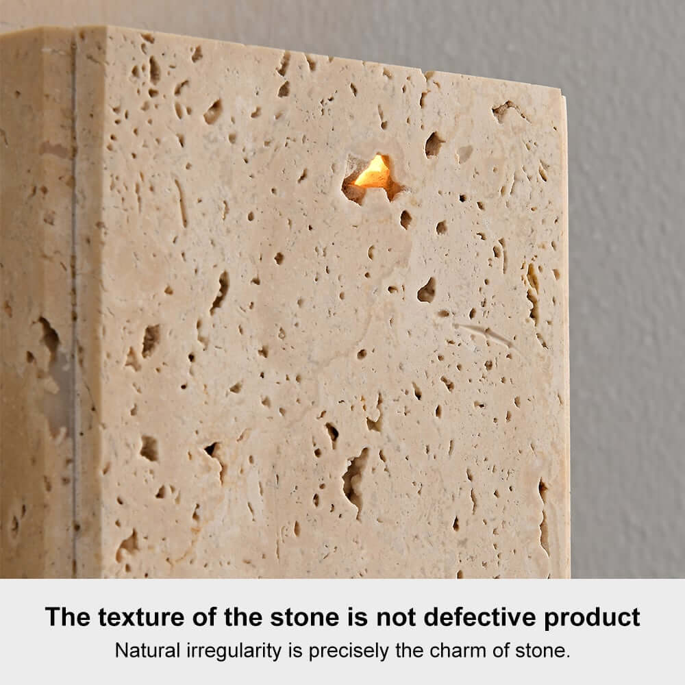 Light Khaki Travertine Outdoor Flush Mount Wall Sconce