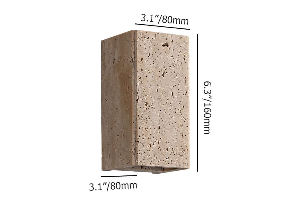 Light Khaki Travertine Outdoor Flush Mount Wall Sconce Dimensions