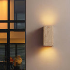 Light Khaki Travertine Outdoor Flush Mount Wall Sconce Main Product Image