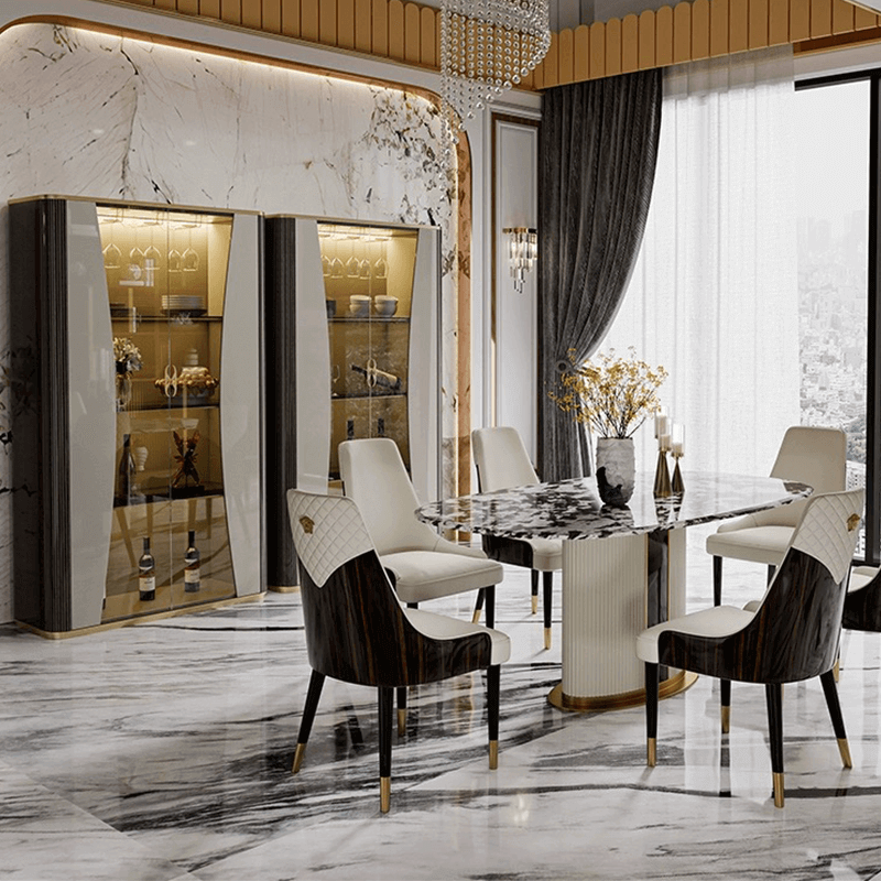 Light Luxury Steel & Glass Wine Cabinet with Shelves Zweitbild