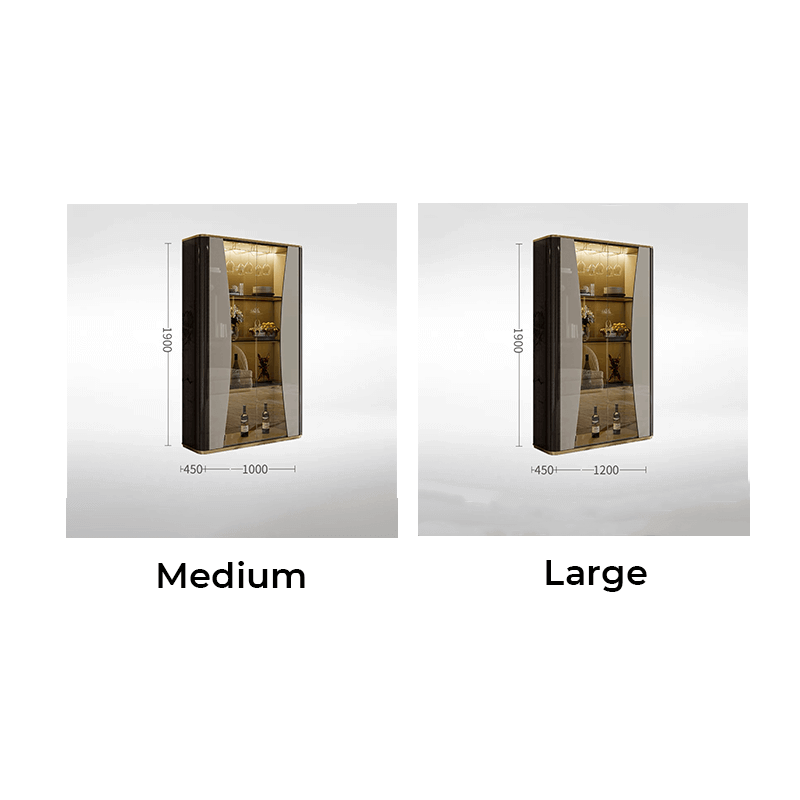 Light Luxury Steel & Glass Wine Cabinet with Shelves