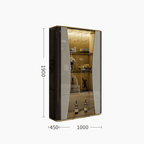 Light Luxury Steel & Glass Wine Cabinet with Shelves