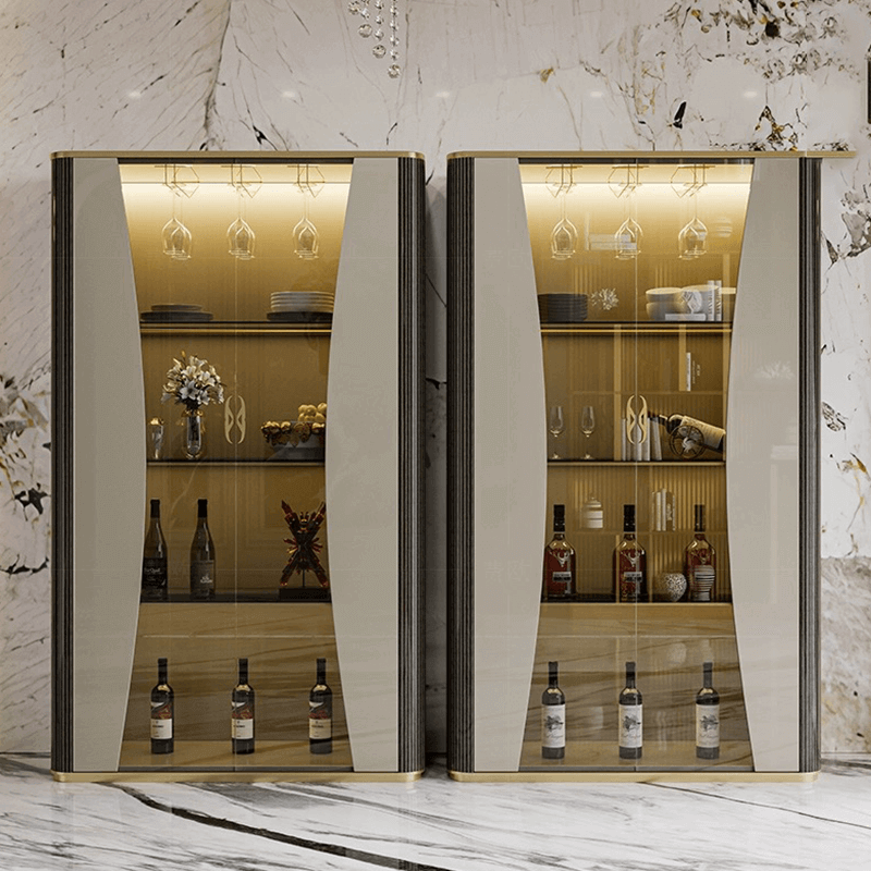 Light Luxury Steel & Glass Wine Cabinet with Shelves Main Product Image Hauptbild