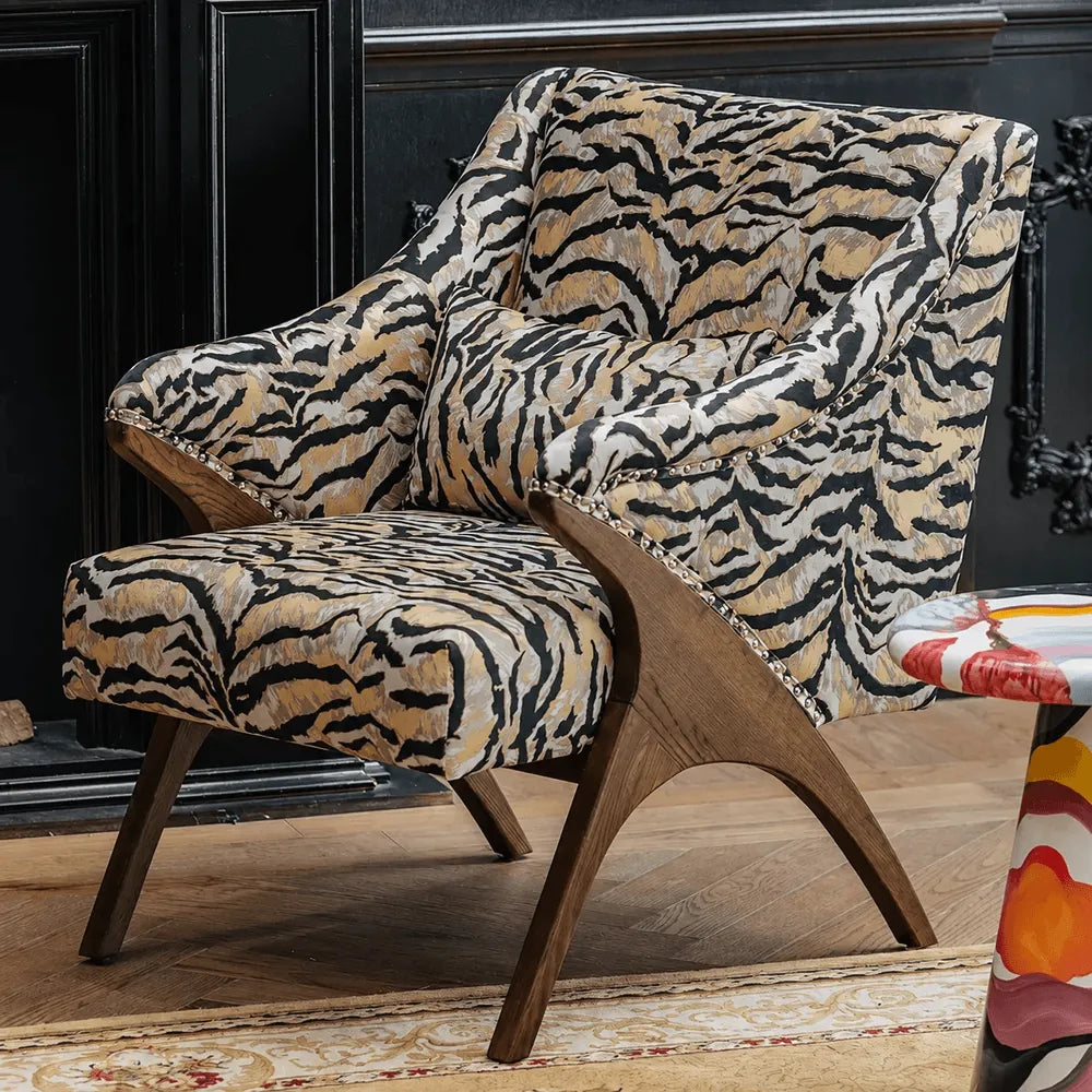 Light Luxury Tiger Upholstered Lounge Chair Series With Wraparound Silhouette