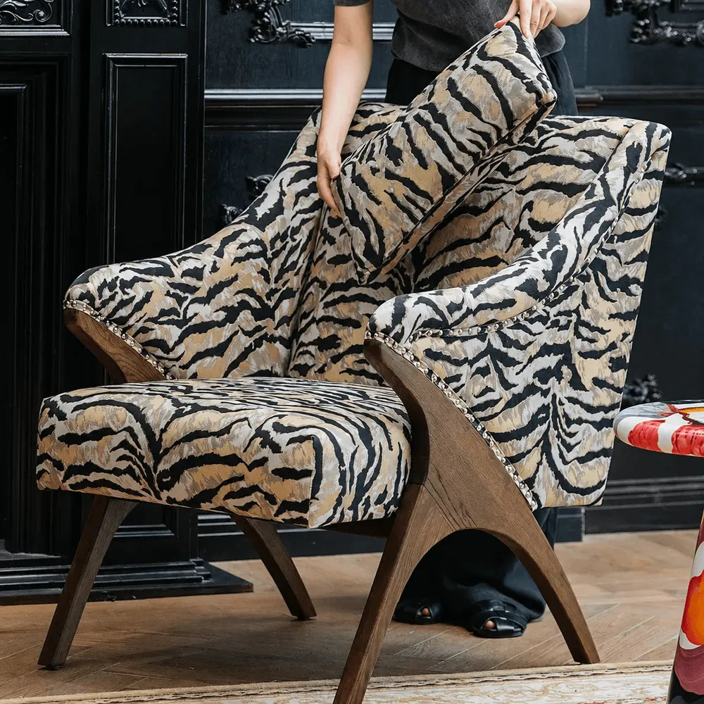 Light Luxury Tiger Upholstered Lounge Chair Series With Wraparound Silhouette