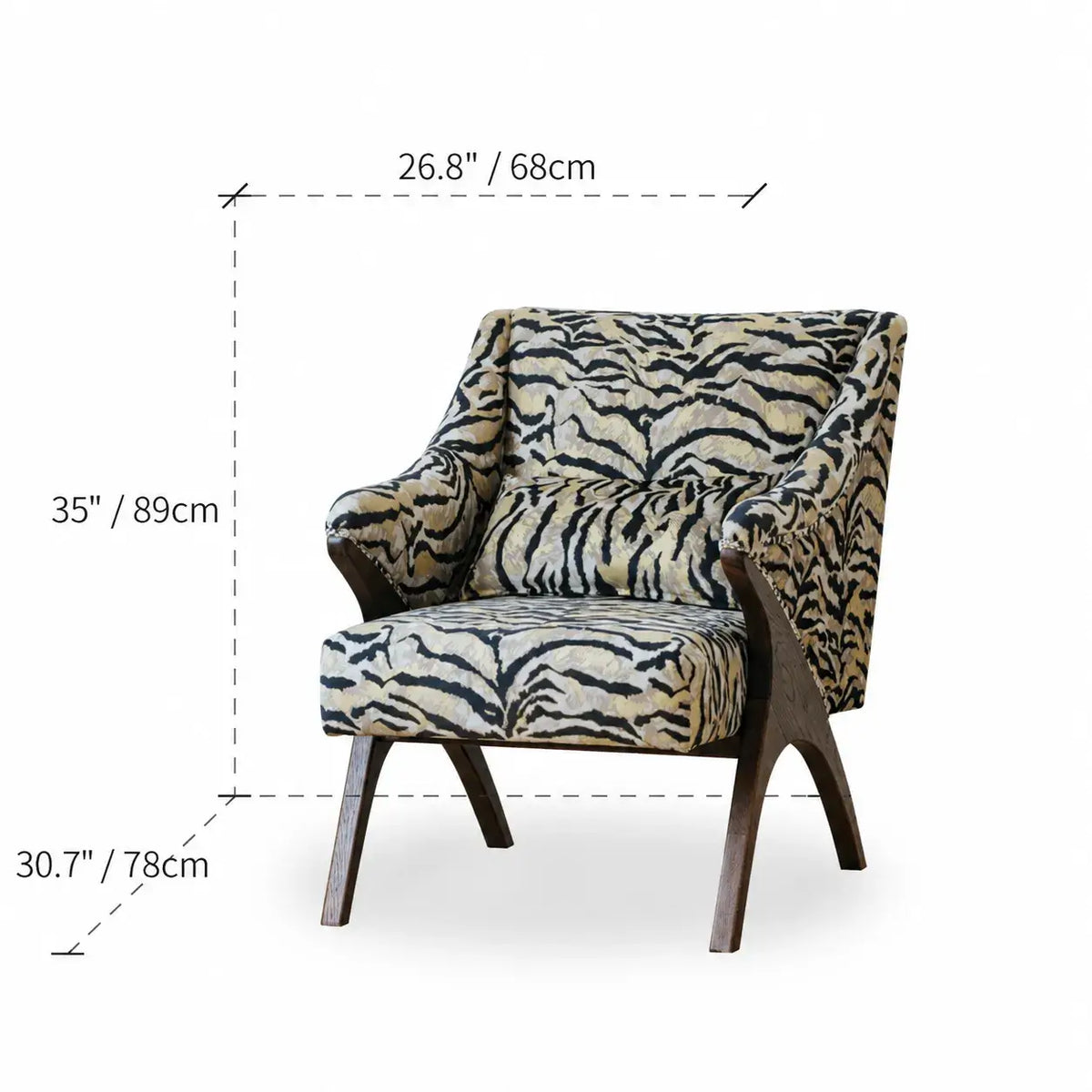 Light Luxury Tiger Upholstered Lounge Chair Series With Wraparound Silhouette Dimensions