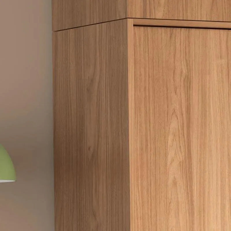 Light Oak Modern Wardrobe Armoire with Sliding Door Drawers