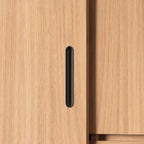 Light Oak Modern Wardrobe Armoire with Sliding Door Drawers
