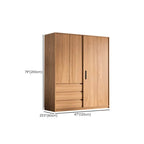 Light Oak Modern Wardrobe Armoire with Sliding Door Drawers Dimensions
