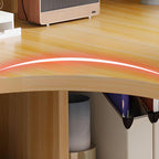 Light Walnut L-Shaped Corner Writing Desk with Hutch and Storage