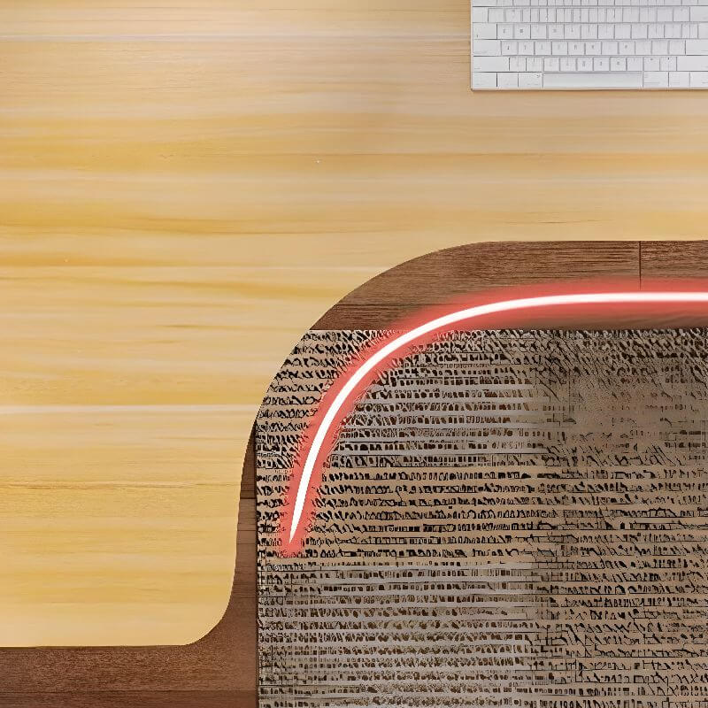 Light Walnut L-Shaped Corner Writing Desk with Hutch and Storage