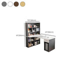 Light Walnut L-Shaped Corner Writing Desk with Hutch and Storage Dimensions