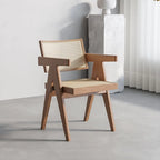 Light Walnut Modular Dining and Office Chair Series with Cane and Wood