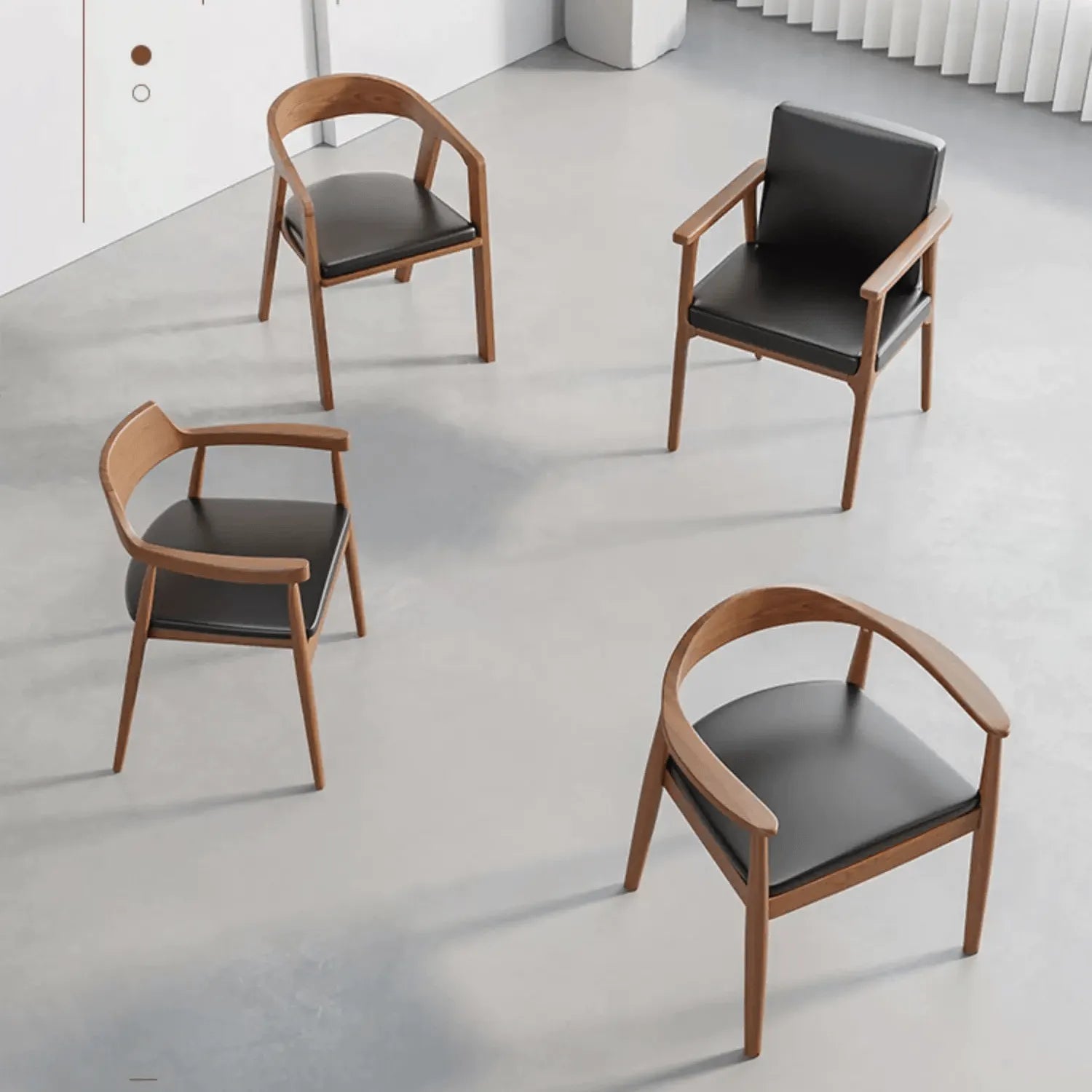 Light Walnut Modular Dining and Office Chair Series with Cane and Wood サブ画像