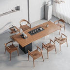 Light Walnut Modular Dining and Office Chair Series with Cane and Wood