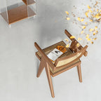 Light Walnut Modular Dining and Office Chair Series with Cane and Wood