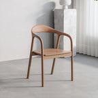 Light Walnut Modular Dining and Office Chair Series with Cane and Wood