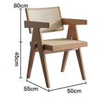 Light Walnut Modular Dining and Office Chair Series with Cane and Wood Dimensions