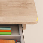 Light Wood Adjustable Kids Desk with Storage and Hutch