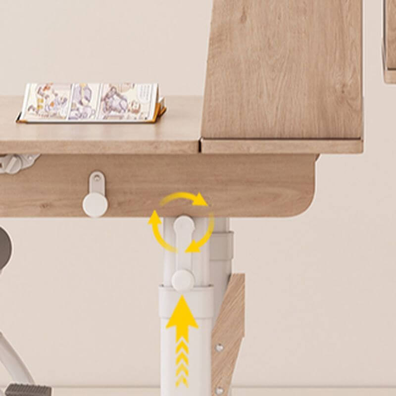 Light Wood Adjustable Kids Desk with Storage and Hutch