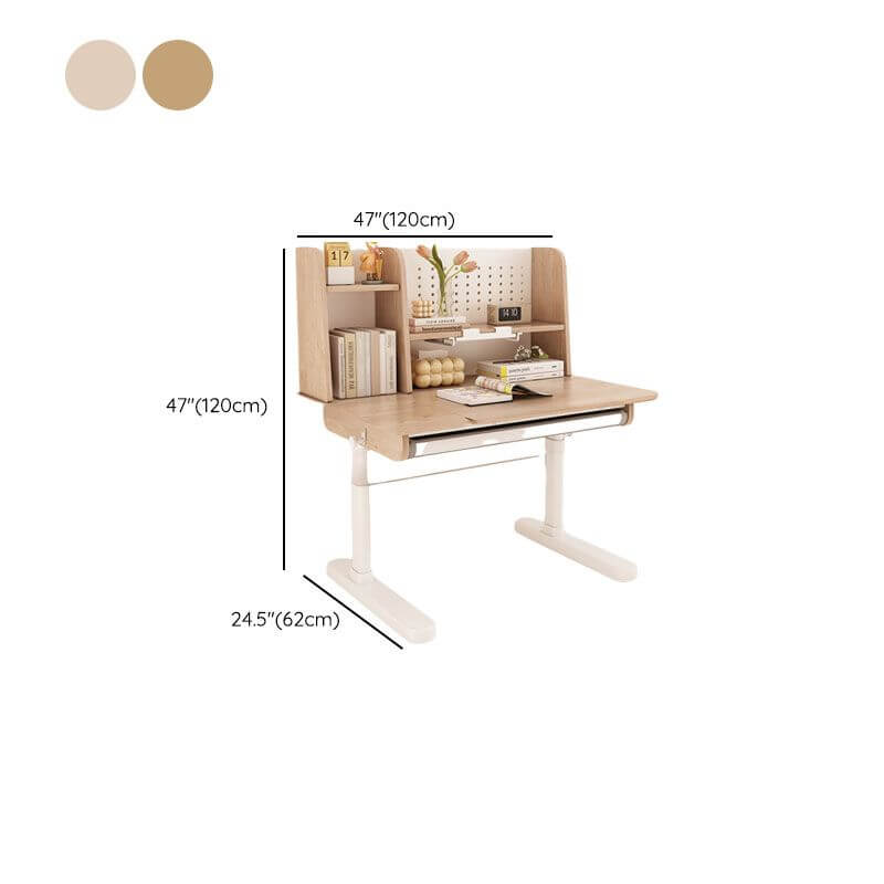 Light Wood Adjustable Kids Desk with Storage and Hutch Dimensions