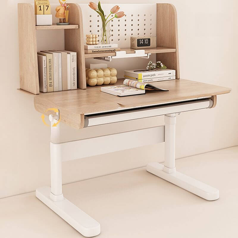 Light Wood Adjustable Kids Desk with Storage and Hutch Main Product Image メイン画像