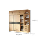 Light Wood Modular Wardrobe Wall With Sliding Doors And Open Shelving Dimensions