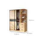 Light Wood Modular Wardrobe Wall With Sliding Doors And Open Shelving Dimensions