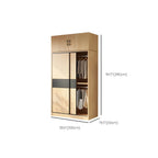 Light Wood Modular Wardrobe Wall With Sliding Doors And Open Shelving Dimensions
