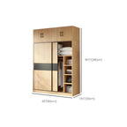 Light Wood Modular Wardrobe Wall With Sliding Doors And Open Shelving Dimensions