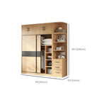 Light Wood Modular Wardrobe Wall With Sliding Doors And Open Shelving Dimensions