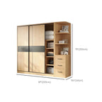 Light Wood Modular Wardrobe Wall With Sliding Doors And Open Shelving Dimensions