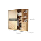 Light Wood Modular Wardrobe Wall With Sliding Doors And Open Shelving Dimensions